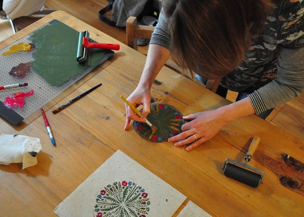 Meet Jane - linocut Striped Pebble