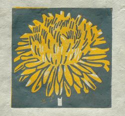 Dandelion mini linocut print, Striped Pebble