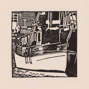 Moored Boat. 'A Walk Round Bristol Docks' mini print, Striped Pebble