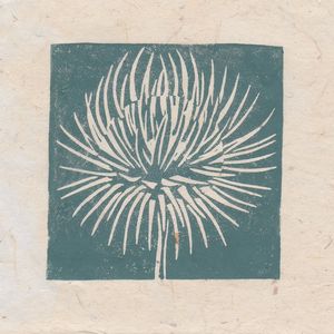 Thistle seed head mini print, Striped Pebble