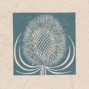 Teasel seed head mini print, Striped Pebble