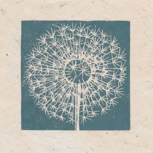 Dandelion seed head mini print, Striped Pebble