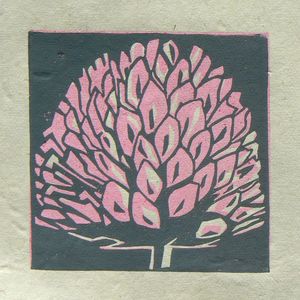 Red Clover mini linocut print, Striped Pebble