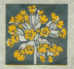 Cowslip mini linocut print, Striped Pebble