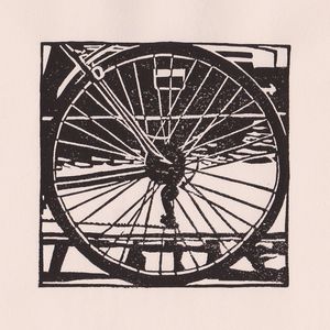Bicycle Wheel. 'A Walk Round Bristol Docks' mini print, Striped Pebble