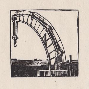 Steam Crane. 'A Walk Round Bristol Docks' mini print, Striped Pebble
